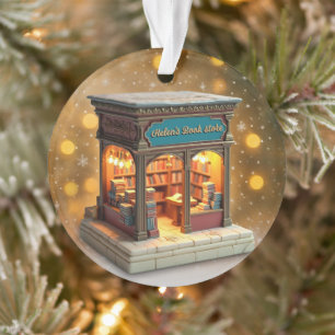 Personalised Bookstore Christmas Ceramic Ornament