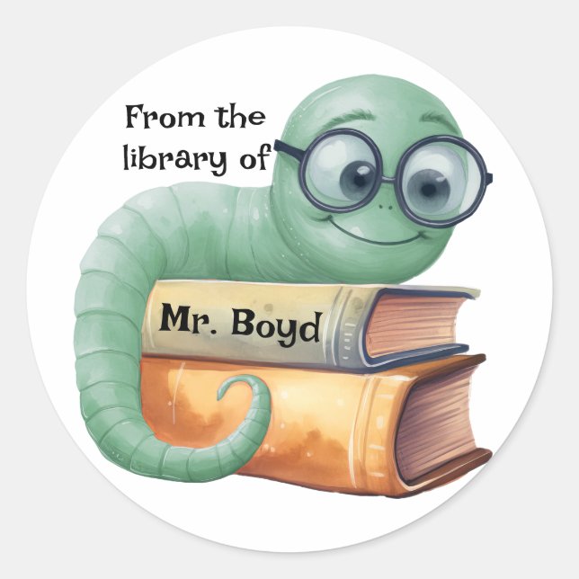 Personalised Bookworm Stickers – Classroom (Front)