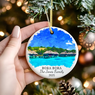 Personalised Bora Bora Ornament, French Polynesia Ceramic Ornament