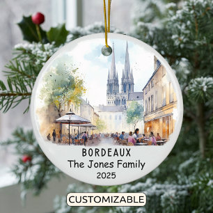 Personalised Bordeaux Ornament, France Ceramic Ornament