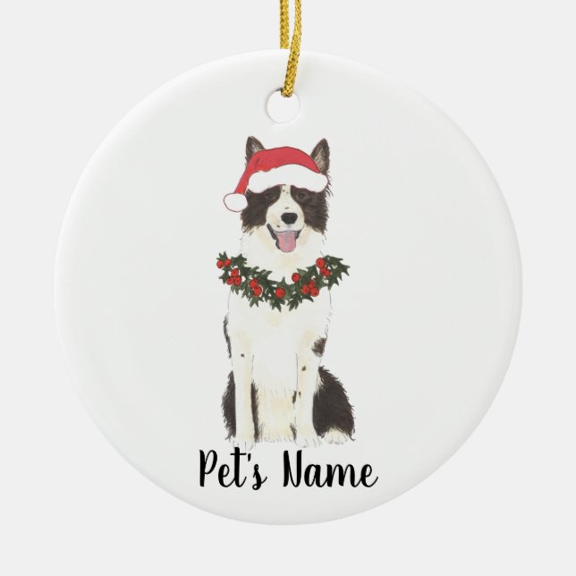 Personalised Border Collie Ceramic Ornament (Front)