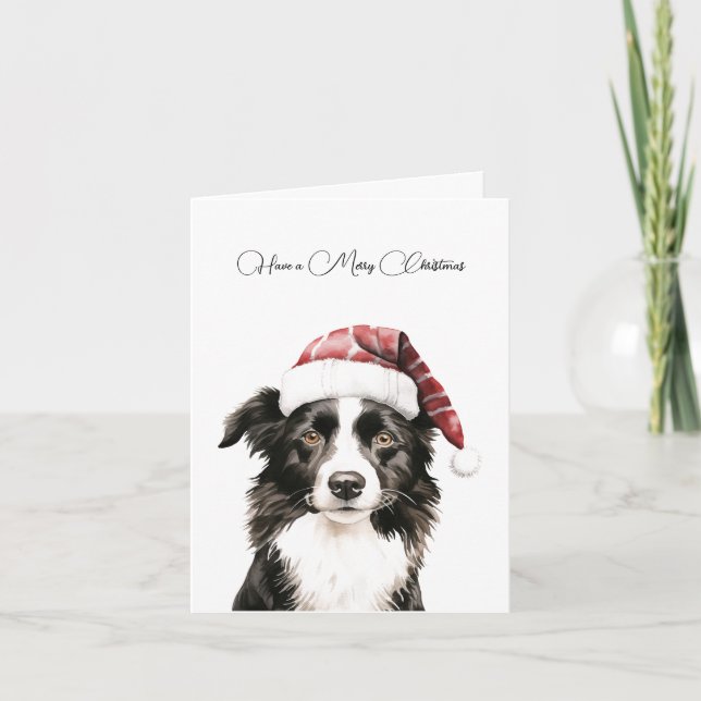 Personalised Border Collie Christmas Card- 5" x 7" Thank You Card (Front)