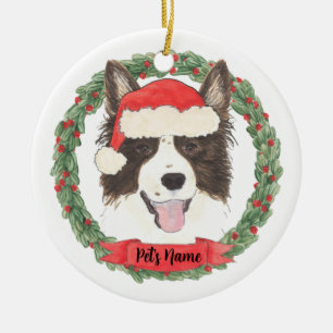 Personalised Border Collie Christmas Ceramic Ornament