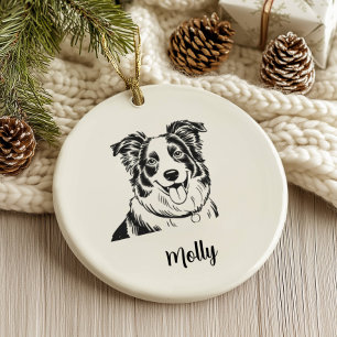 Personalised Border Collie Dog Christmas Ceramic Ornament
