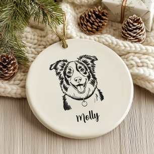 Personalised Border Collie Dog Christmas Ceramic Ornament
