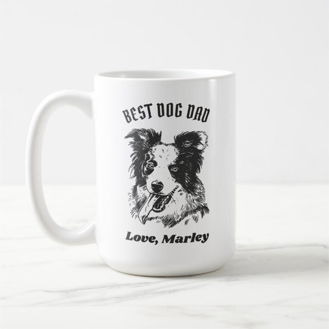Personalised Border Collie Dog Dad Custom Name Coffee Mug (Left)