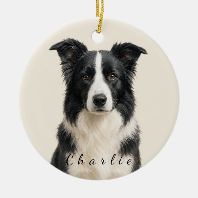 Personalised Border Collie Dog Ornament (Front)