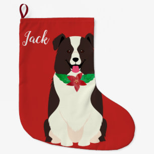 Personalised Border Collie Large Christmas Stocking
