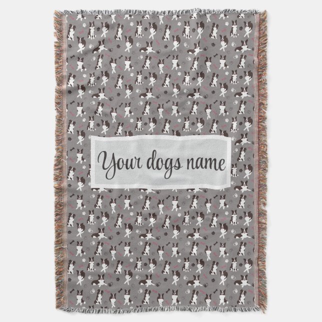Personalised Border Collie Pattern Blanket (Front Vertical)