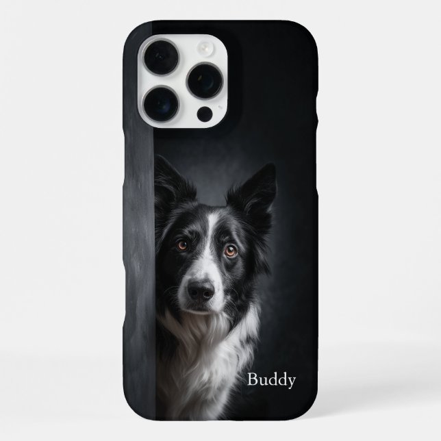 Personalised Border Collie Portrait iPhone Case (Back)