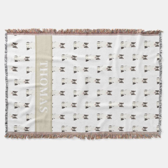 Personalised Border Collie Throw Blanket (Front)