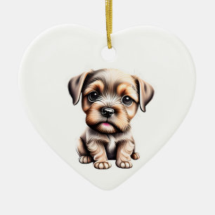 Personalised Border Terrier Puppy Ceramic Ornament
