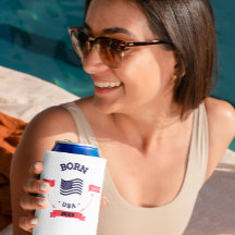 Personalised Born in the USA Patriotic Can Cooler