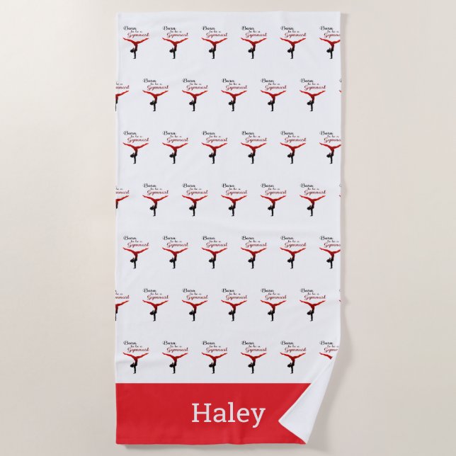 Personalised Born to be a Gymnast Beach Towel (Front)