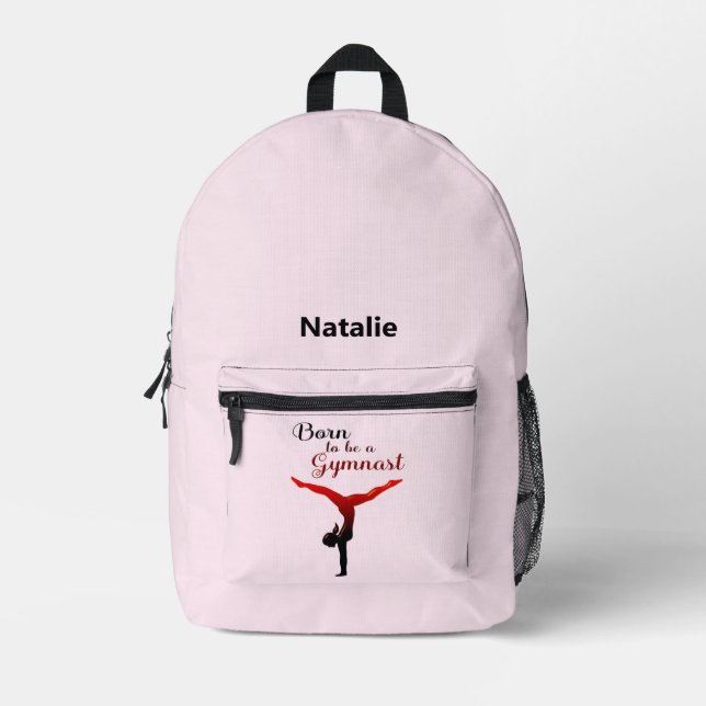 Personalised Born to be a Gymnast Printed Backpack (Front)