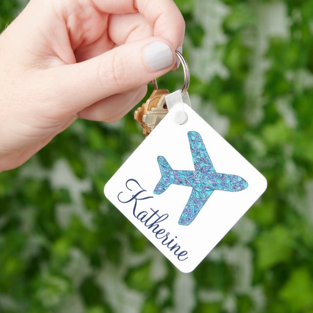 Personalised "Born To Fly" Aeroplane Keychain (Hand)