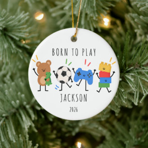 Personalised Born to Play Kids Christmas Ornament
