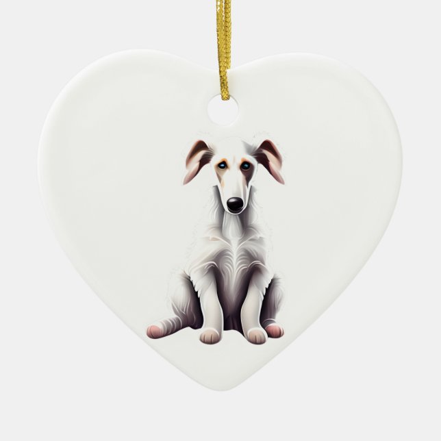 Personalised Borzoi Puppy Ceramic Ornament (Front)