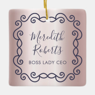 Personalised Boss Lady CEO Blush Metallic Keepsake Ceramic Ornament