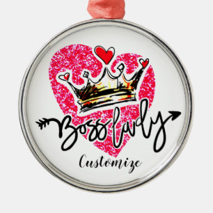 Personalised Boss Lady Metal Ornament