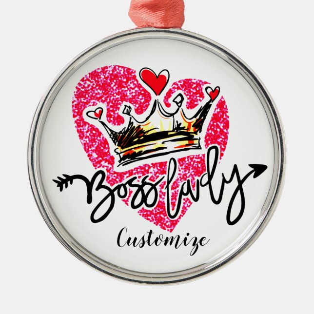 Personalised Boss Lady Metal Ornament (Front)