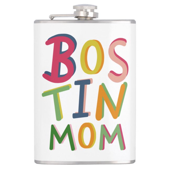 Personalised Bostin Mum Black Country Hip Flask (Front)