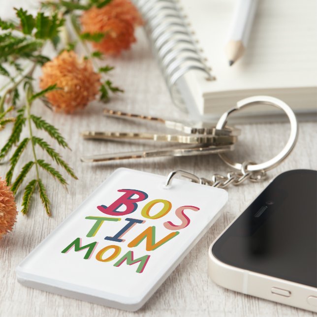 Personalised Bostin Mum Black Country Key Ring (Front Right)