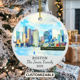 Personalised Boston Ornament, Boston Gift Ceramic Ornament