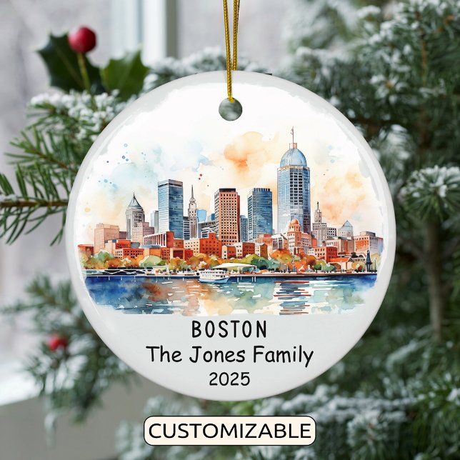 Personalised Boston Ornament, Massachusetts State Ceramic Ornament (Creator Uploaded)