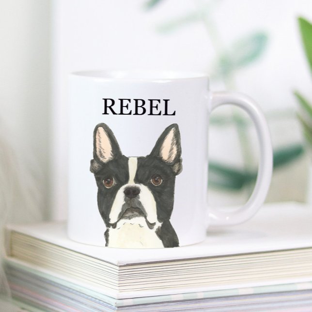 Personalised Boston Terrier Beverage Coaster Coffee Mug (Creator Uploaded)