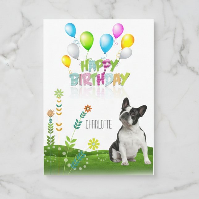 Personalised Boston Terrier Birthday Card (Whimsical wishes for dogs.)
