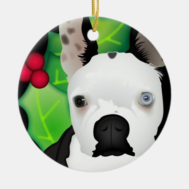 Personalised Boston Terrier Ceramic Ornament (Front)