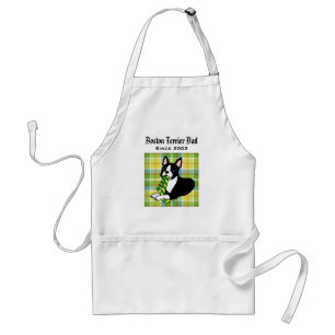 Personalised Boston Terrier Daddy 1 Plaid Standard Apron