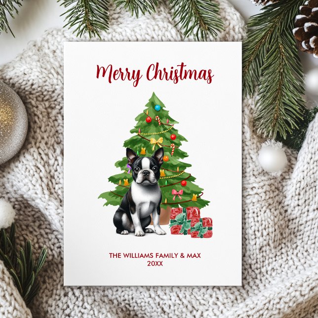 Personalised Boston Terrier Dog Christmas Holiday Card (Creator Uploaded)