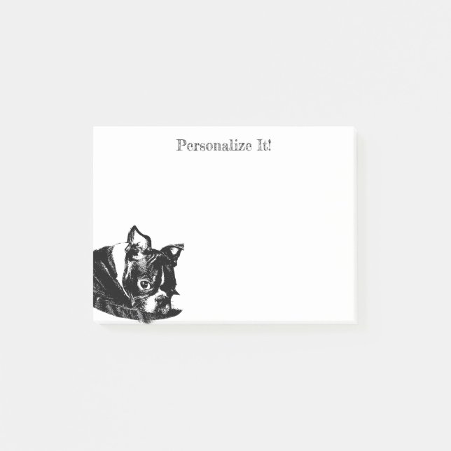 Personalised Boston Terrier Puppy Post-It Notes (Front)