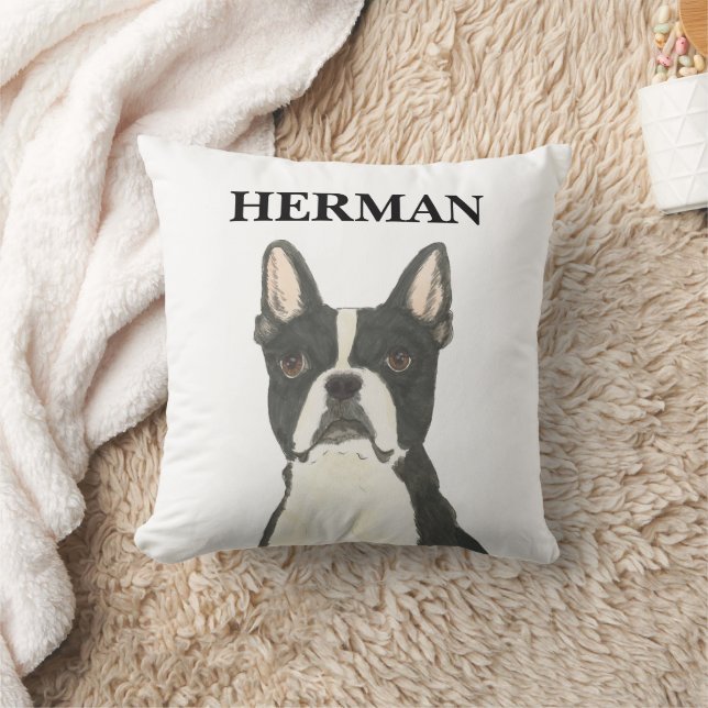 Personalised Boston Terrier Reversible Cushion (Blanket)