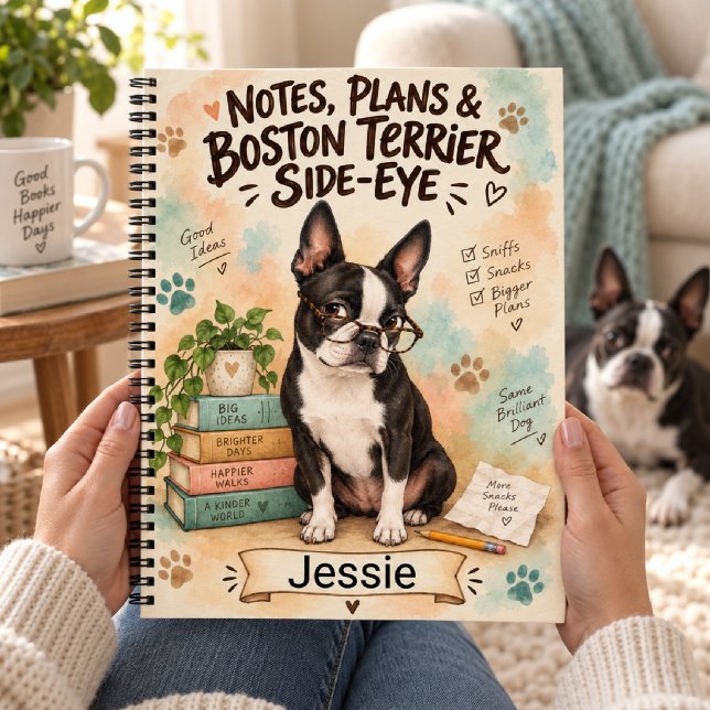 Personalised Boston Terrier Side-Eye  Notebook (Creator Uploaded)