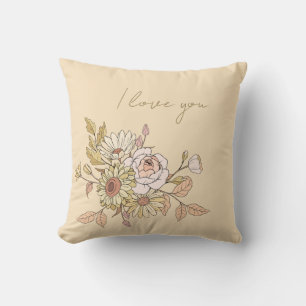  personalised Botanical Beige I Love You Pillow 