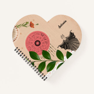 Personalised Botanical Colourful Fun Retro Heart Notebook
