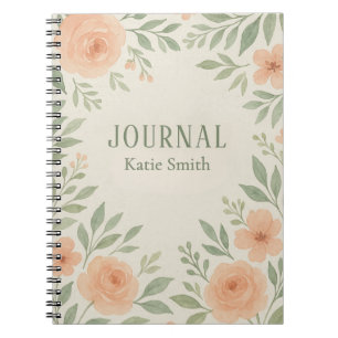 Personalised Botanical Floral Watercolor Notebook