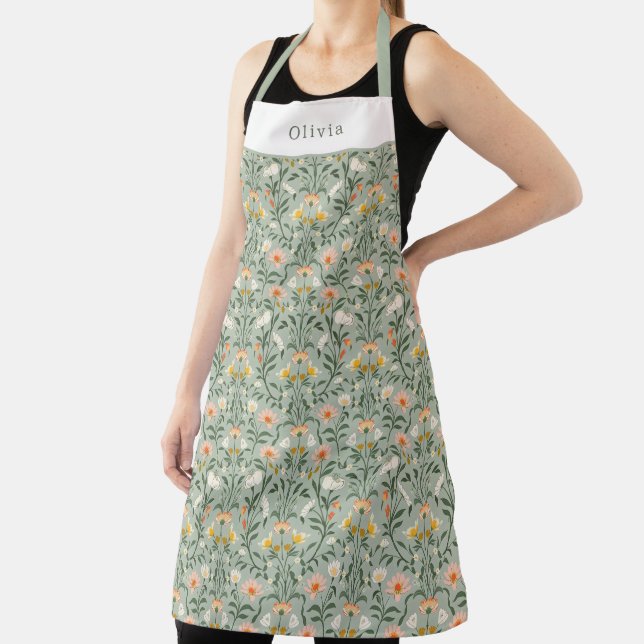 Personalised Botanical Flower Floral Pattern. Apron (Insitu)