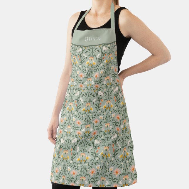 Personalised Botanical Flower Floral Pattern. Apron (Insitu)