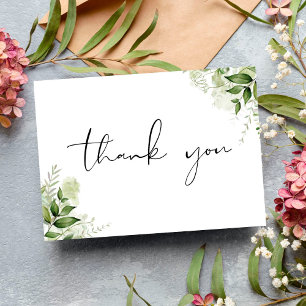 Personalised Botanical Greenery Elegant Script Thank You Card
