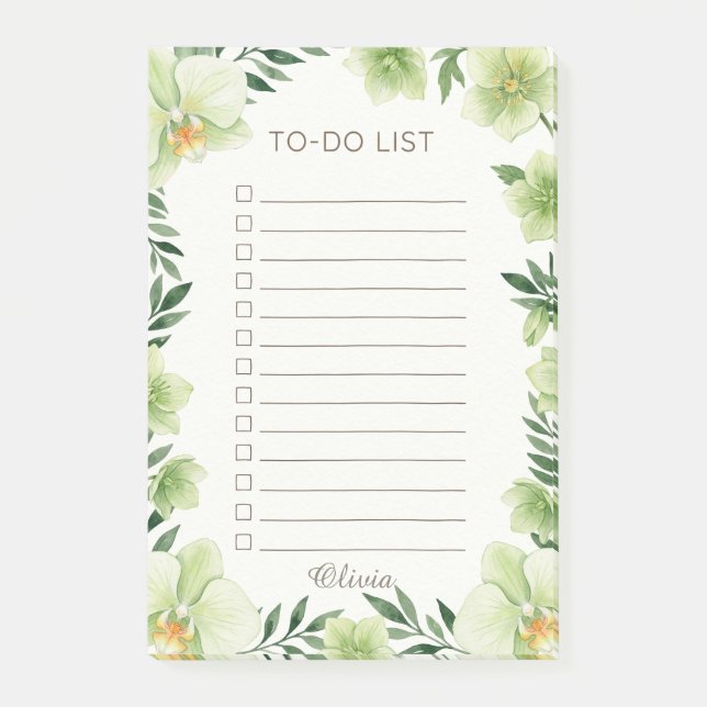 Personalised Botanical Greenery To Do List Pad Post-it Notes (Front)