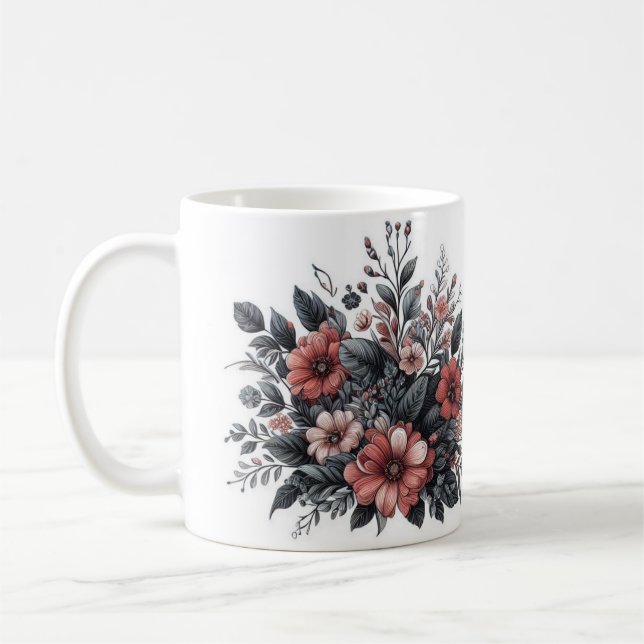 Personalised Botanical Monogram  Coffee Mug (Left)