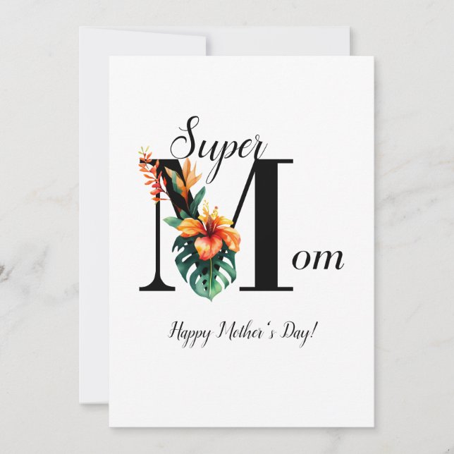 Personalised Botanical Monogram Super Mum (Front)