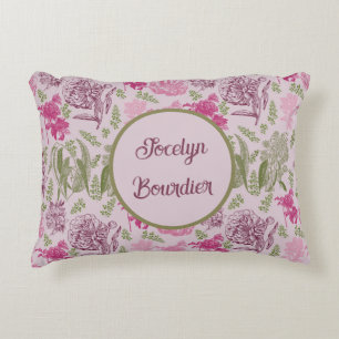 Personalised Botanical Pink Peony Eucalyptus Decorative Cushion