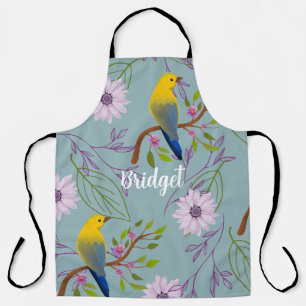 Personalised Botanical Pretty Birds Floral Apron