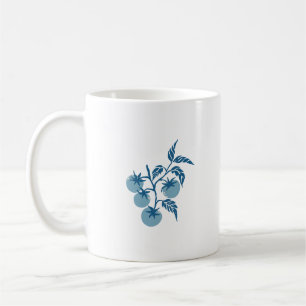 Personalised Botanical Tomato Branch Name Cerulean Coffee Mug
