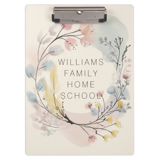 Personalised Botanical Watercolor Ink Art Clipboard (Front)